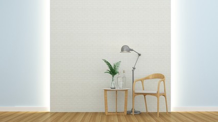 The interior living minimal and wall decoration in condominium - 3D Rendering 