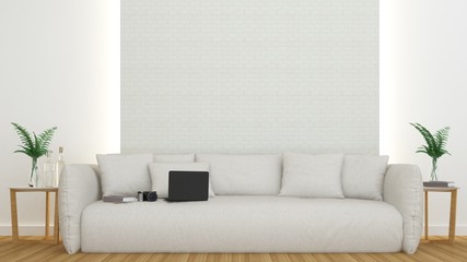 The interior living minimal and wall decoration in condominium - 3D Rendering 