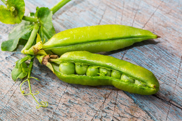 Pods of green peas