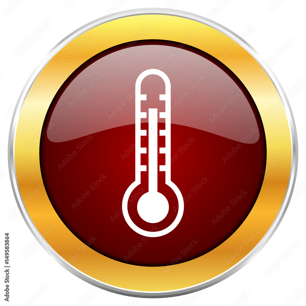 Aufkleber Thermometer red vector icon with golden border isolated on white background.  
