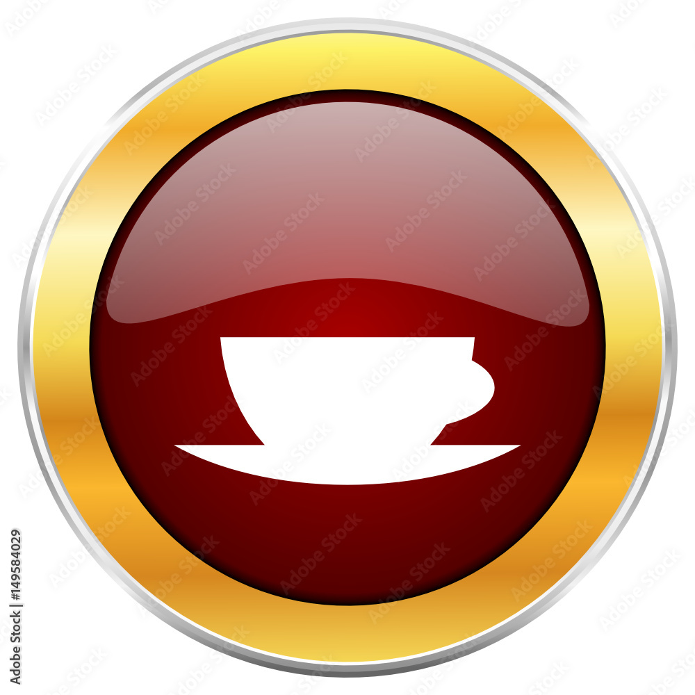 Aufkleber espresso red vector icon with golden border isolated on white background.