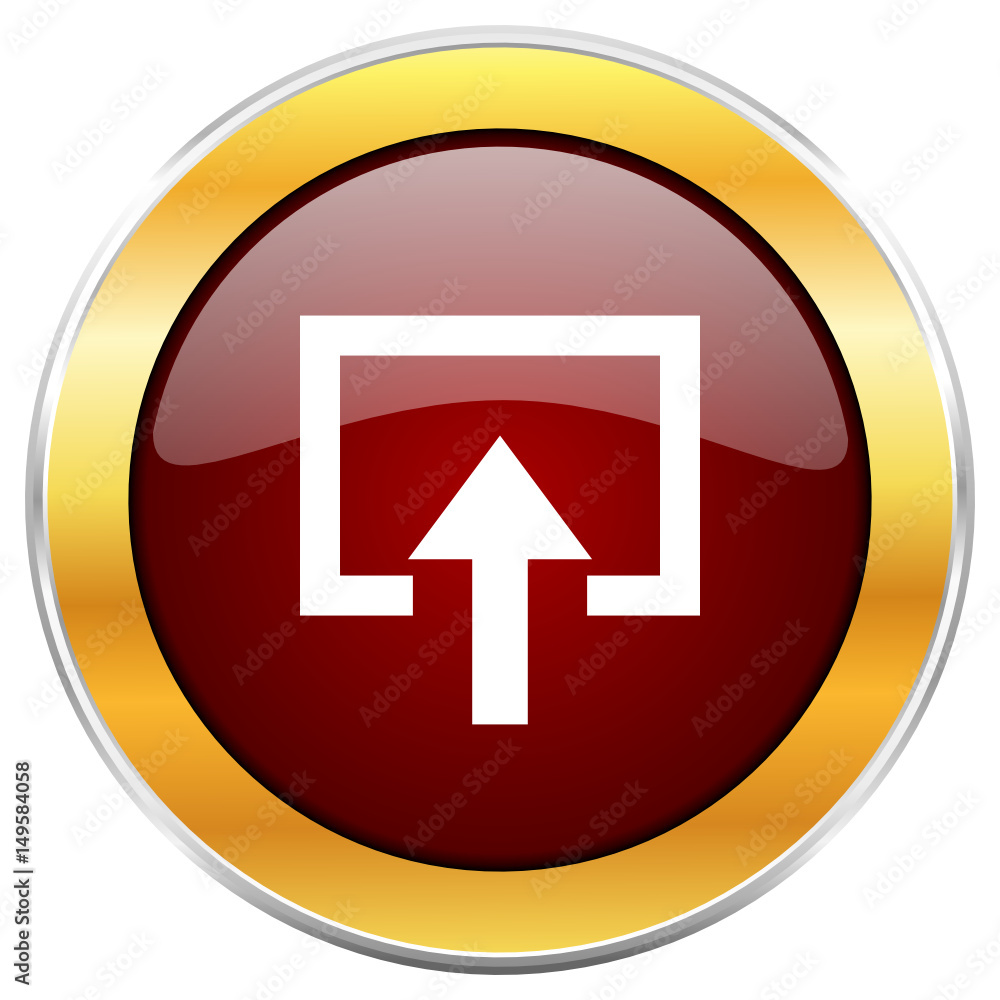 Aufkleber enter red vector icon with golden border isolated on white background.