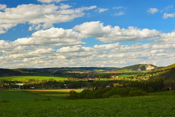 Fototapeta na wymiar Beautiful landscape. Natural scenery with sky and clouds. Czech Republic.