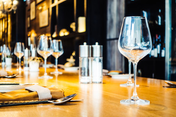 Wine glass on table