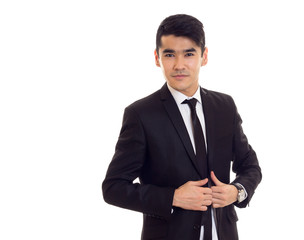 Young man in black tuxedo