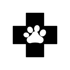 cross with dog paw print icon over white background. vector illustration