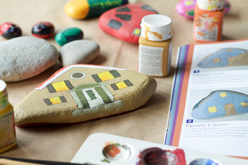 handmade stones painted as home