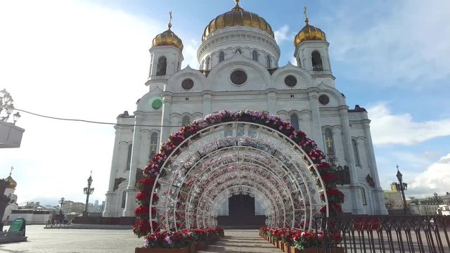 Vista panoramica della Cattedrale di Cristo Salvatore e Ponte dei Patriarchi, Mosca, Russia