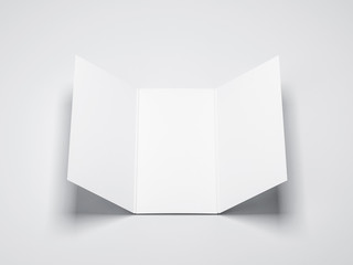 Opened Leaflet Mockup, White sheet of paper, 3d rendering