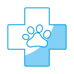 cross with dog paw print icon over white background. vector illustration