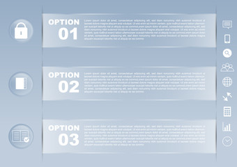 Vector transparency banner three option infographic template