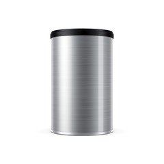 Metal Tin Can with plastic cap, brushed aluminum, 3d rendering