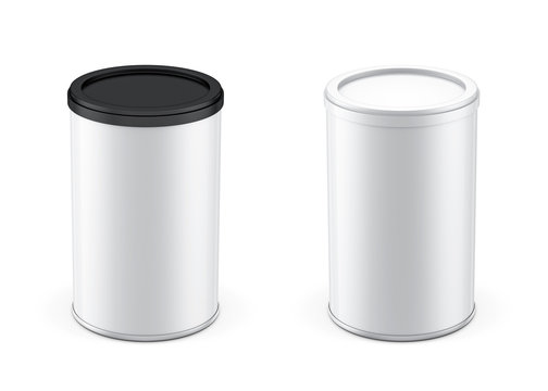 Two metal Tin can packaging Mockup with plastic cover, 3d rendering