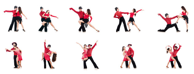 Pair of dancers isolated on the white