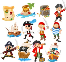 Fotobehang Piraten Verzameling van cartoonpiraat