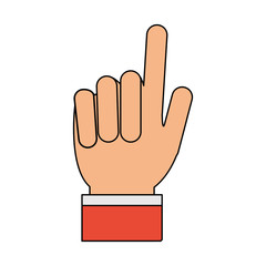color image cartoon hand with two fingers up vector illustration