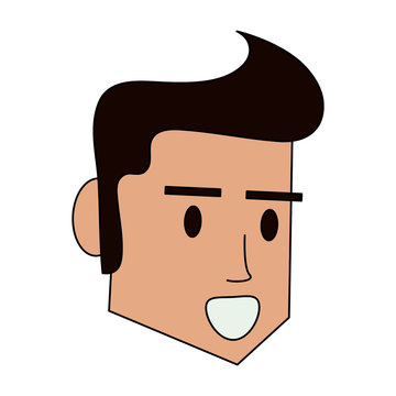 color image cartoon side face man with hairstyle vector illustration