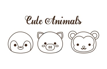 cute animals icon over white background. vector illustration