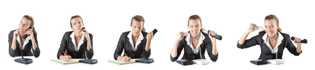 Call center assistant responding to calls