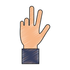 color pencil hand with three fingers up vector illustration