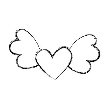 heart love with wings vector illustration design