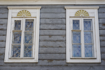 Two old white wooden windows