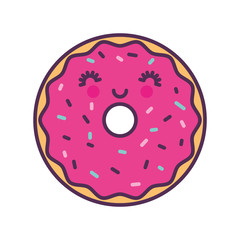 sweet and delicious donut kawaii character vector illustration design