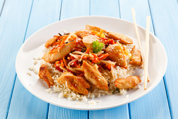 Chicken meat with rice