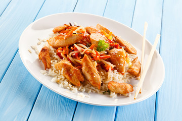 Chicken meat with rice