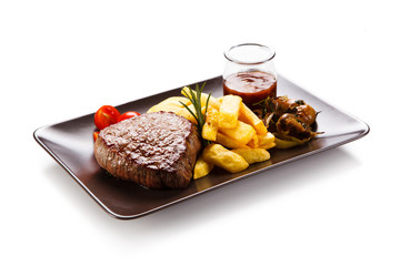 Grilled beefsteak with french fries