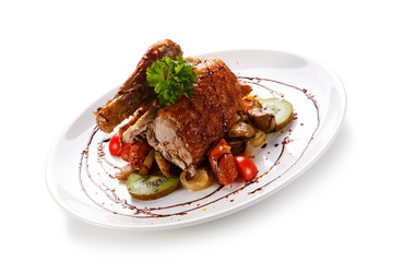 Roast duck isolated on white background
