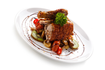 Roast duck isolated on white background