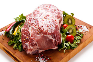 Fresh raw pork on white background