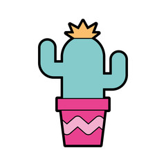 cute cactus in pot vector illustration design