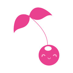 cherries fruits kawaii character vector illustration design