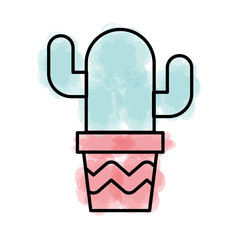 cute cactus in pot vector illustration design