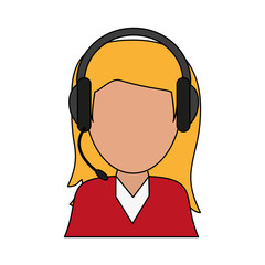 color image cartoon half body female customer service vector illustration