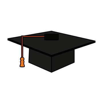 color image cartoon black graduation cap vector illustration
