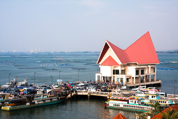 Fototapeta na wymiar view point of transportation Chonburi Koh Sri Chang Thailand