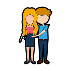 couple lovers avatars characters vector illustration design
