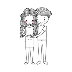 couple lovers avatars characters vector illustration design