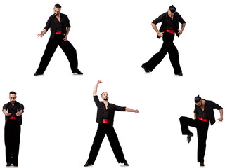 Spanish dancer in various poses on white
