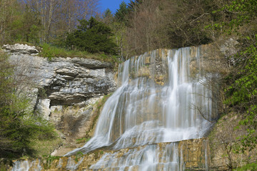L'Eventail Waterfall, Herisson Waterfalls, Cascades du Herisson, Menetrux-en-Joux, Jura, Franche-Comté, France