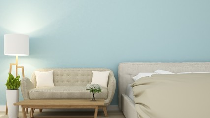 The Interior Bedroom in condominium and background decoration  -3D Rendering