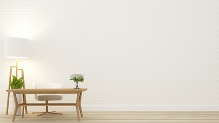 The Inerior Work space in condominium and wall background - 3d rendering