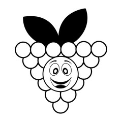 grapes fresh fruit kawaii character vector illustration design
