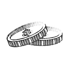 blurred silhouette image stack coins with dollar symbol vector illustration