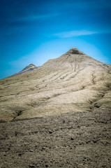 Muddy volcanoes, Buzau county, Romania. Active mud volcanoes landscape in Europe.