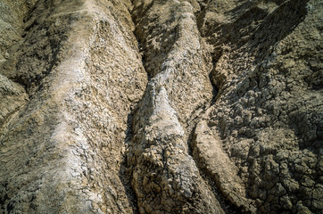 Muddy volcanoes, Buzau county, Romania. Active mud volcanoes landscape in Europe.