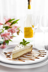 Cheesecake on white plate